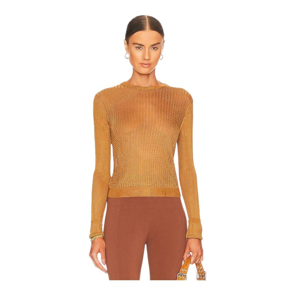 Free People Semi Sheer H2O Sweater Tiger Eye Small New